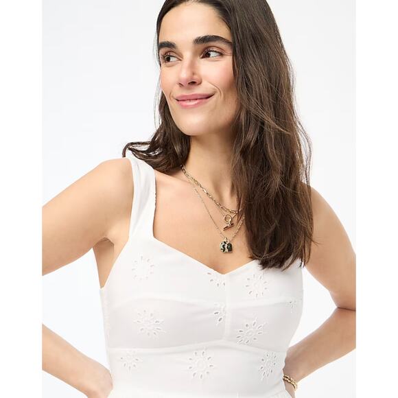 NWT J.Crew Eyelet Midi Dress In White Size 4 - Picture 2 of 9